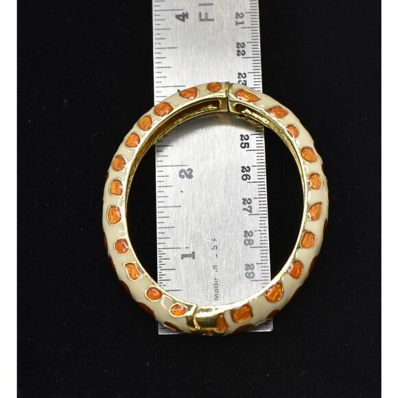 Kenneth Jay Lane 2006 Ivory & Gold Enamel Animal Print Bangle RARE!!! - Picture 7 of 9